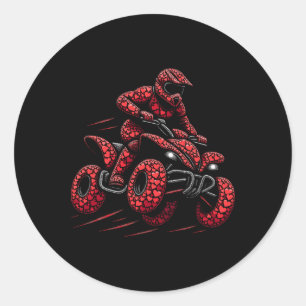 Atv Quad 4 Wheeler Bike Heart Atv Rider Boys Mens Classic Round Sticker