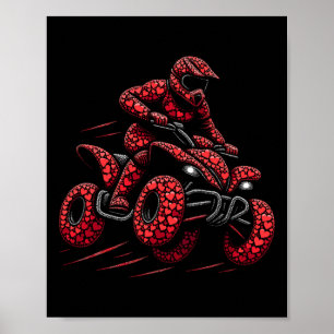 Atv Quad 4 Wheeler Bike Heart Atv Rider Boys Mens  Poster