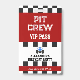 ATV Quad 4 Wheeler Birthday Party ID Badge