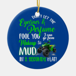 ATV Quad Bike Riding Girl For All Terrain Four Ceramic Tree Decoration