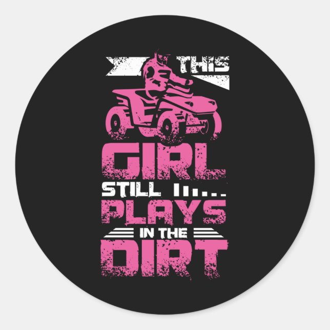 ATV Quad Girl Classic Round Sticker (Front)