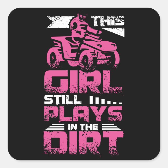 ATV Quad Girl Square Sticker (Front)