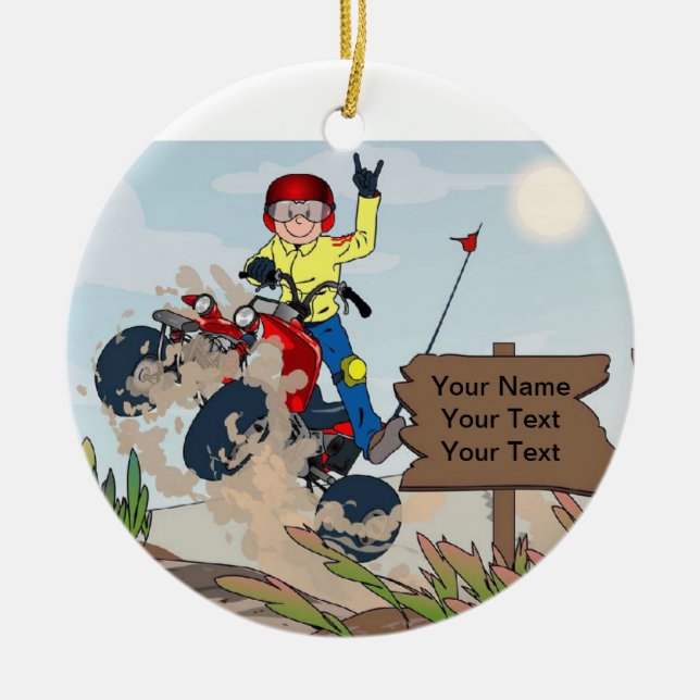 ATV Rider - Male Ceramic Tree Decoration (Front)