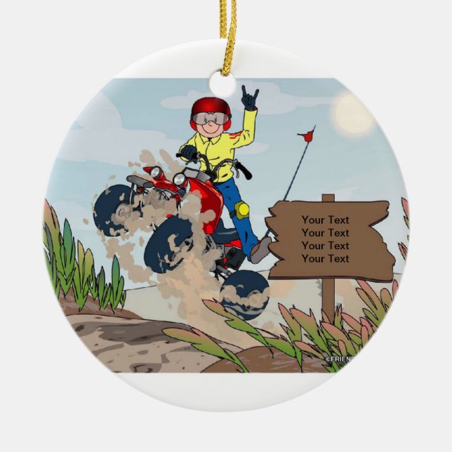 ATV Rider - Male Ceramic Tree Decoration (Front)