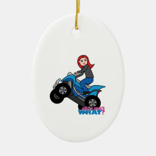 ATV Rider - Red Ceramic Tree Decoration