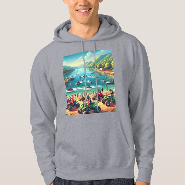 ATVs &Jetski & Wave Runners & Seadoos on Beach Hoodie (Front)
