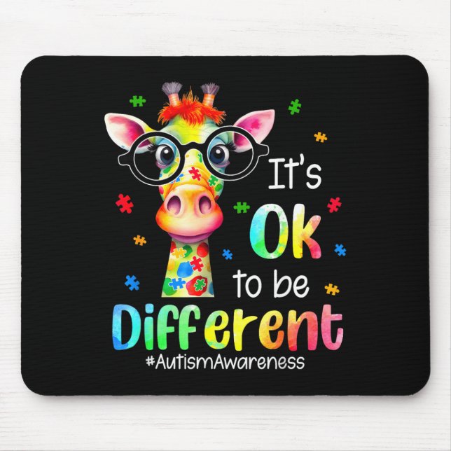 Au Awareness Cute Giraffe Animal Be Different Mouse Mat (Front)