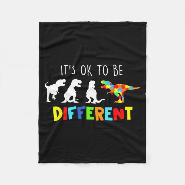 Au Awareness Dinosaur Kid Boys Be Different Fleece Blanket (Front)