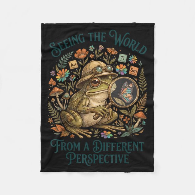 Au Awareness Frog Seeing The World From Different Fleece Blanket (Front)