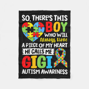 Au Awareness Gigi Autistic Heart Proud Au Grandma Fleece Blanket