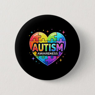 Au Awareness Heart Puzzle 6 Cm Round Badge