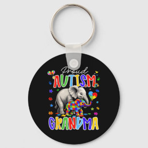 Au Awareness Proud Au Grandma Puzzle Elephant Key Ring