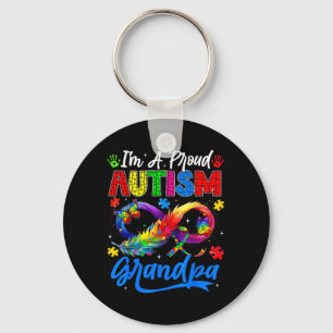 Au Awareness Proud Grandpa Butterflies Family Key Ring
