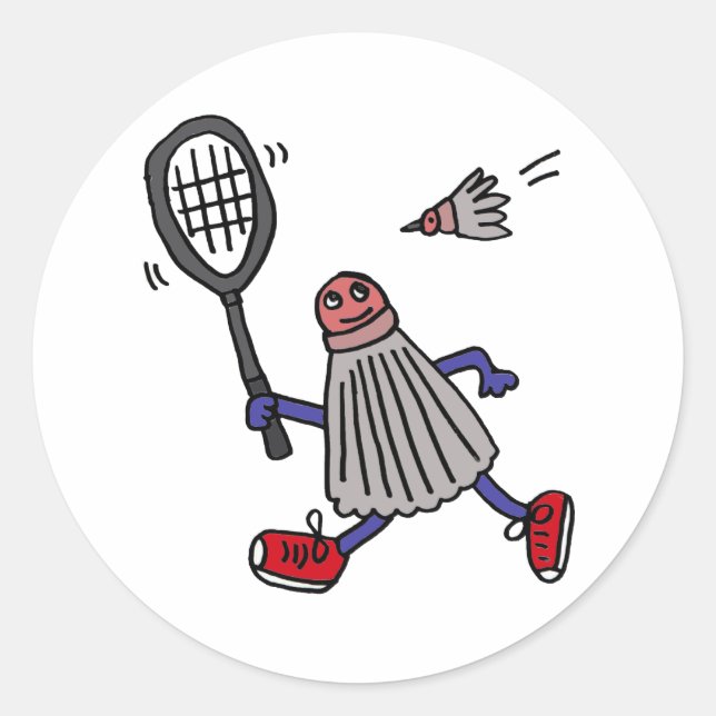 AU- Badminton Birdie Playing Badminton Cartoon Classic Round Sticker (Front)