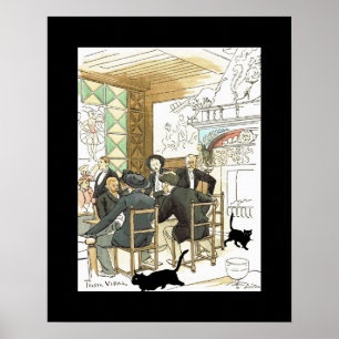 Au Chat Noir ~ At The Black Cat ~ Pierre Vidal Poster