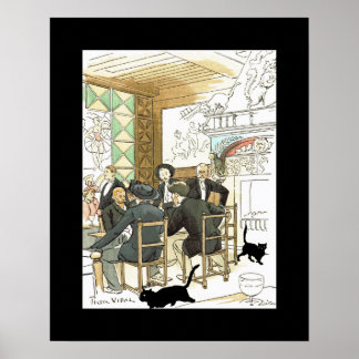 Au Chat Noir ~ At The Black Cat ~ Pierre Vidal Poster
