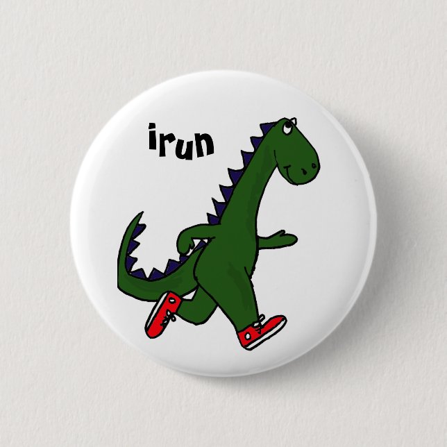 AU- Funny Jogging Dinosaur Button (Front)
