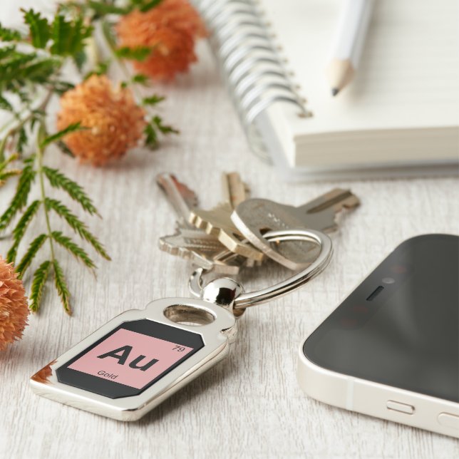 Au - Gold Chemistry Periodic Table Symbol Key Ring (Side)