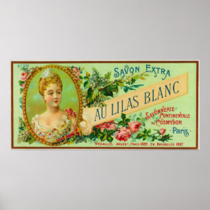 Au Lilas Blanc Soap LabelParis, France Poster