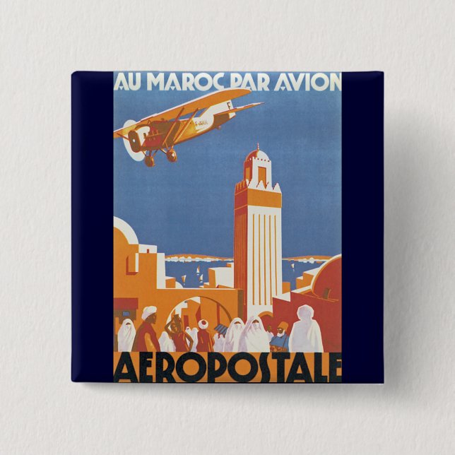Au Maroc Par Avion 15 Cm Square Badge (Front)