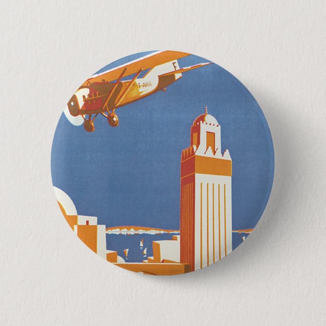 Au Maroc Par Avion 6 Cm Round Badge (Front)
