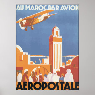 Au Maroc Par Avion Aeropostale, Vintage Poster