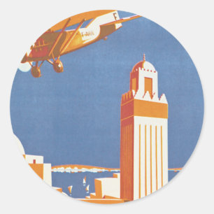 Au Maroc Par Avion Classic Round Sticker