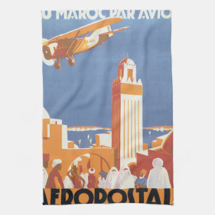 Au Maroc Par Avion Vintage Travel Poster Tea Towel