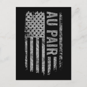 Au Pair USA Flag Distressed design Postcard