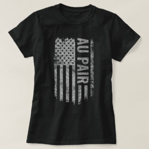 Au Pair USA Flag Distressed design T-Shirt