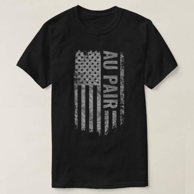 Au Pair USA Flag Distressed design T-Shirt (Design Front)