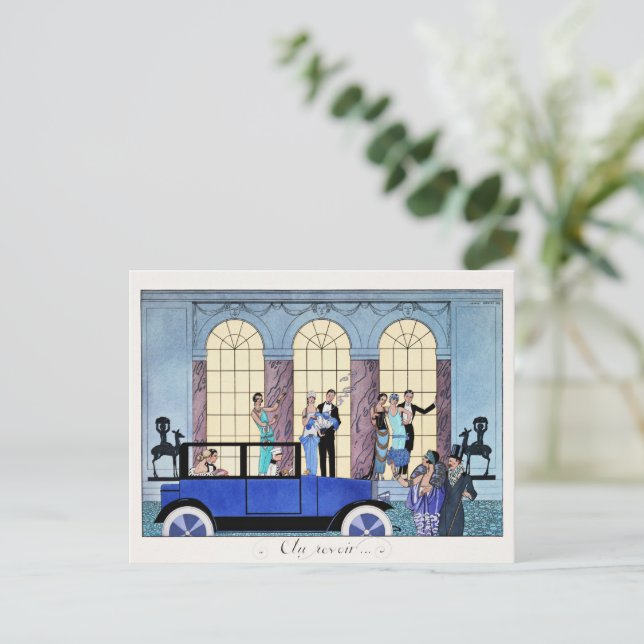 Au Revoir, 1920 Art Deco illustration Postcard (Standing Front)