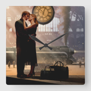 Au Revoir Square Wall Clock