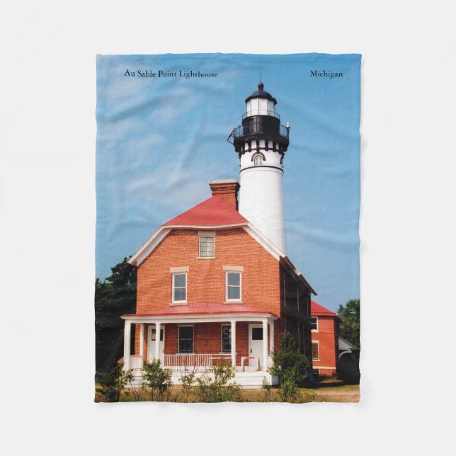 Au Sable Point Lighthouse Fleece Blanket (Front)