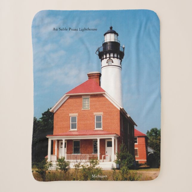 Au Sable Point Lighthouse Sherpa Blanket (Front)