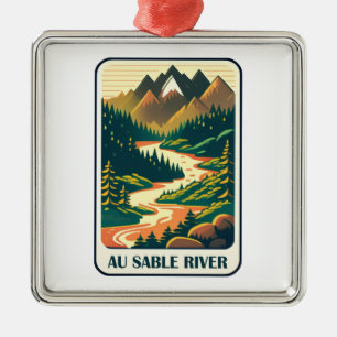 Au Sable River Michigan Colours Metal Tree Decoration