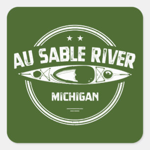 Au Sable River Michigan Kayaking Square Sticker