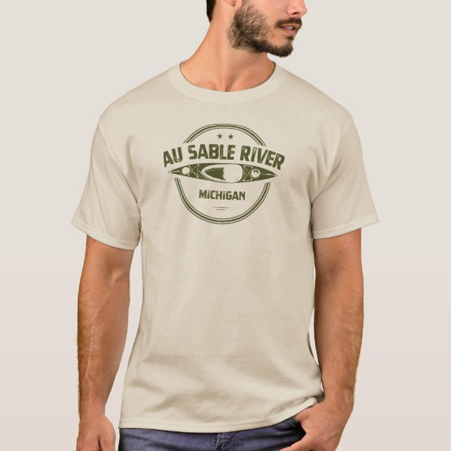 Au Sable River Michigan Kayaking T-Shirt (Front)