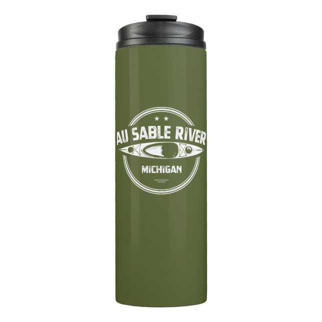 Au Sable River Michigan Kayaking Thermal Tumbler (Front)