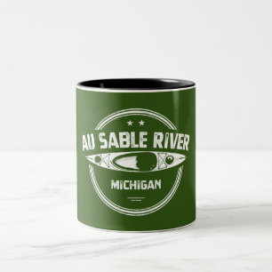 Au Sable River Michigan Kayaking Two-Tone Coffee Mug
