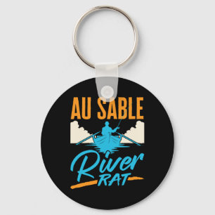 Au Sable River Rat Rafting Canoeing Fishing Boatin Key Ring