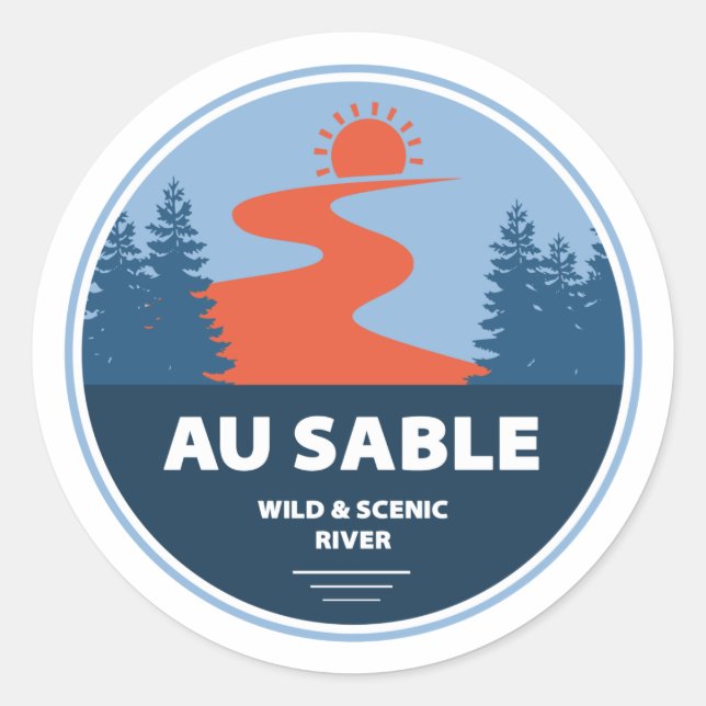 Au Sable Wild And Scenic River Classic Round Sticker (Front)