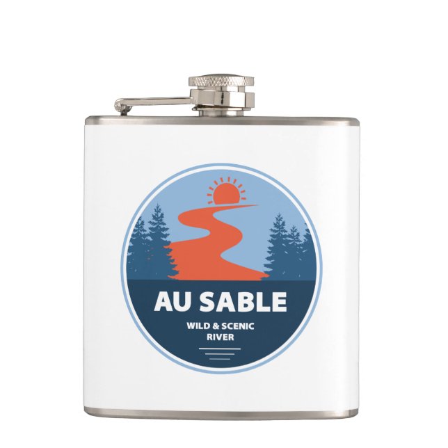 Au Sable Wild And Scenic River Hip Flask (Front)