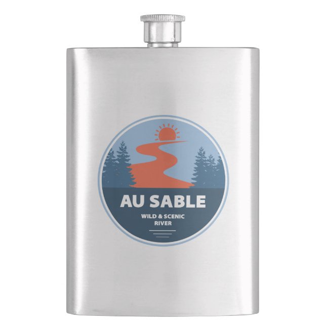 Au Sable Wild And Scenic River Hip Flask (Front)