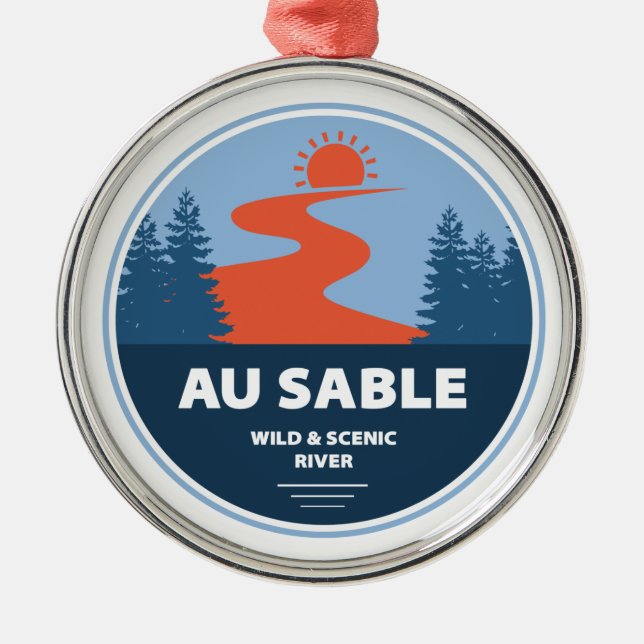Au Sable Wild And Scenic River Metal Tree Decoration (Front)