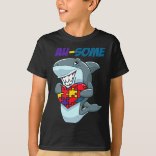Au Some Shark Awesome Autistic Puzzle Autism Aware T-Shirt