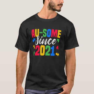 Au-some Since 2021 4 Years Old Autism Awareness Bo T-Shirt