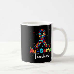 Au-some Teacher Autism Ribbon Heart Mental Health Coffee Mug