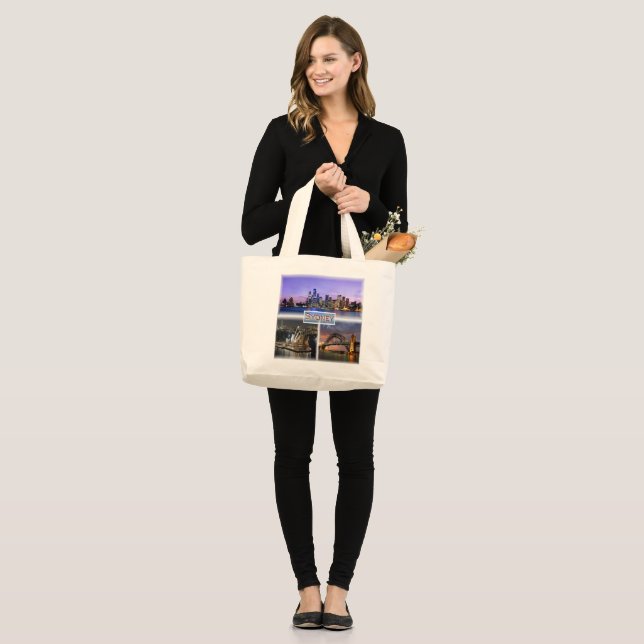AU Sydney by Night - Opera House - HArbour Bridge Large Tote Bag (Front (Model))