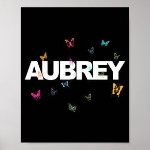 Aub - Beautiful Name With Colourful Butterflies Poster